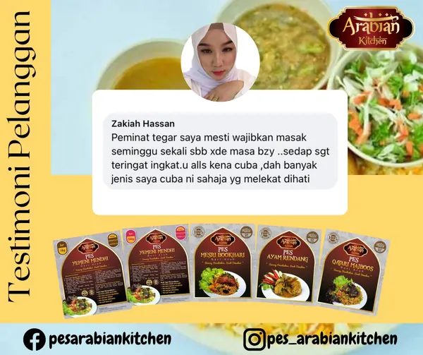 Grafik testimoni: komen Facebook pelanggan Zakiah Hassan